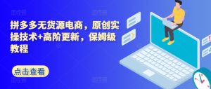 拼多多无货源电商,原创实操技术+高阶更新,保姆级教程-乌龙学社