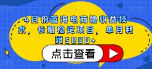 4月份蓝海电商撸收益技术，长期稳定项目，单月利润5000+【揭秘】-乌龙学社