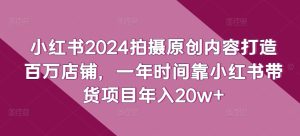 小红书2024拍摄原创内容打造百万店铺，一年时间靠小红书带货项目年入20w+-乌龙学社