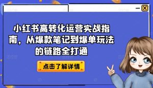 小红书高转化运营实战指南,从爆款笔记到爆单玩法的链路全打通-乌龙学社