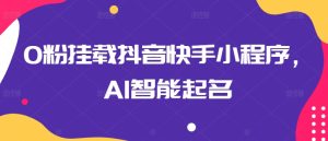 0粉挂载抖音快手小程序，AI智能起名-乌龙学社