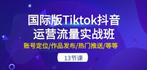 国际版Tiktok抖音运营流量实战班：账号定位/作品发布/热门推送/等等-13节-乌龙学社