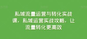 私域流量运营与转化实战课，私域运营实战攻略，让流量转化更高效-乌龙学社