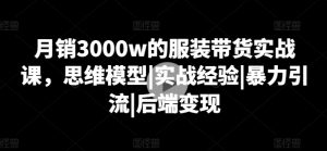 月销3000w的服装带货实战课，思维模型|实战经验|暴力引流|后端变现-乌龙学社