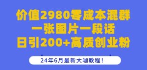 价值2980零成本混群一张图片一段话日引200+高质创业粉，24年6月最新大咖教程【揭秘】-乌龙学社