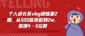 个人成长系vlog训练营2期，从500粉涨粉到2w，变现4～5位数-乌龙学社