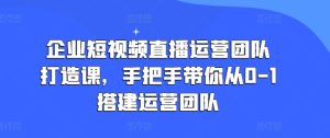 企业短视频直播运营团队打造课，手把手带你从0-1搭建运营团队-乌龙学社
