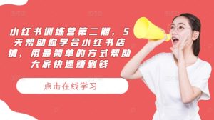 小红书训练营第二期，5天帮助你学会小红书店铺，用最简单的方式帮助大家快速赚到钱-乌龙学社