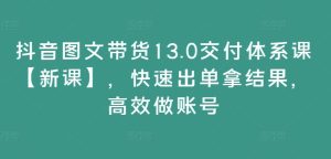 抖音图文带货13.0交付体系课【新课】，快速出单拿结果，高效做账号-乌龙学社