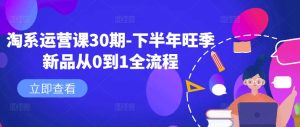 淘系运营课30期-下半年旺季新品从0到1全流程-乌龙学社