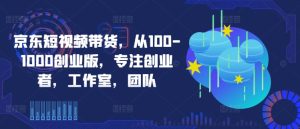 京东短视频带货，从100-1000创业版，专注创业者，工作室，团队-乌龙学社