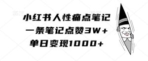 小红书人性痛点笔记，一条笔记点赞3W+，单日变现1k-乌龙学社