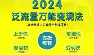 创业变现教学，2024泛流量万能变现法，适合普通人的轻质产创业项目-乌龙学社