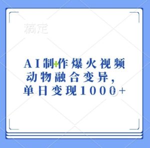 AI制作爆火视频，动物融合变异，单日变现1k-乌龙学社
