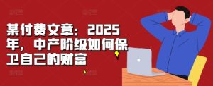 某付费文章：2025年，中产阶级如何保卫自己的财富-乌龙学社