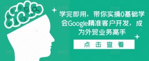 学完即用,带你实操0基础学会Google精准客户开发,成为外贸业务高手-乌龙学社