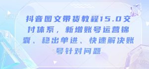 抖音图文带货教程15.0交付体系,新增账号运营锦囊、稳出单进、快速解决账号针对问题-乌龙学社