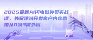 2025最新AI闪电做外贸实战课,外贸建站开发客户内容营销从0到3做外贸-乌龙学社