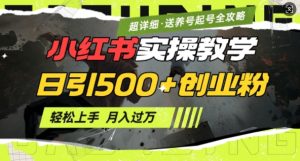 2月小红书最新日引500+创业粉实操教学【超详细】小白轻松上手，月入1W+，附小红书养号起号SOP-乌龙学社