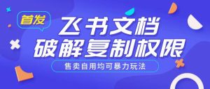首发飞书文档破解复制权限，售卖自用均可暴力玩法-乌龙学社