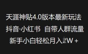 天涯神贴4.0版本最新玩法，抖音·小红书自带人群流量，新手小白轻松月入过W-乌龙学社