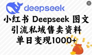 小红书Deepseek图文引流私域售卖资料，单日变现多张-乌龙学社
