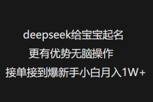 deepseek给宝宝起名更有优势无脑操作接单接到爆新手小白月入1W+-乌龙学社