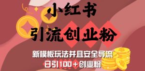 小红书引流创业粉，新模板玩法并且安全导流，日引100+创业粉-乌龙学社