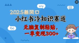 2025新风口,小红书冷知识赛道,无脑复制粘贴,一单变现300+-乌龙学社