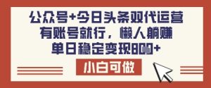 公众号+今日头条双代运营，有账号就行，单日稳定变现8张【揭秘】-乌龙学社