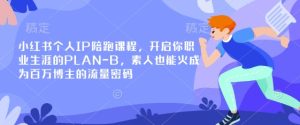 小红书个人IP陪跑课程，开启你职业生涯的PLAN-B，素人也能火成为百万博主的流量密码-乌龙学社
