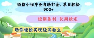 微信小程序全自动打金，单日轻松几张，短期暴利，长期稳定，助你轻松实现经济独立【揭秘】-乌龙学社