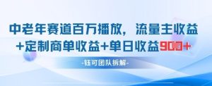 中老年赛道百万播放+流量主收益+定制收益，单日收益9张-乌龙学社