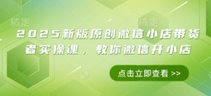 2025新版原创微信小店带货者实操课，教你微信开小店-乌龙学社