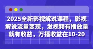 2025全新影视解说课程，影视解说流量变现，发视频有播放量就有收益，万播收益在10-20-乌龙学社