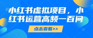 小红书虚拟项目,小红书运营高频一百问【文档】-乌龙学社