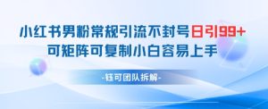 小红书男粉常规引流不封号日引99+变现简单 可矩阵可复制小白容易上手-乌龙学社