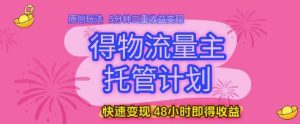 得物流量主托管计划，原创玩法，5分钟三重收益变现，快速变现，48小时即得收益【揭秘】-乌龙学社