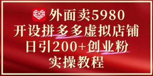 外面卖5980开设拼多多虚拟店铺：单日引流200+创业付费粉实战教程-乌龙学社