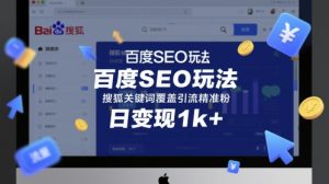 百度SEO玩法，搜狐关键词覆盖引流精准粉，日变现1k+【揭秘】-乌龙学社