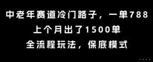 中老年赛道冷门路子，一单788，上个月出了1500单，全流程玩法，保底模式【揭秘】-乌龙学社