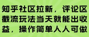 知乎社区拉新，评论区截流玩法当天就能出收益，操作简单人人可做-乌龙学社
