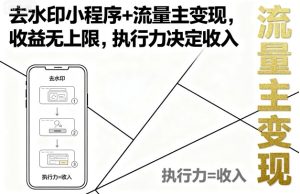 去水印小程序+流量主变现，收益无上限，执行力决定收入-乌龙学社