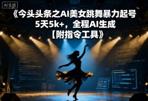 今日头条之AI美女跳舞暴力起号,5天1k+,全程AI生成【附指令工具】-乌龙学社
