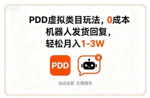 PDD虚拟类目玩法,0成本,机器人发货回复,轻松月入1-3W-乌龙学社