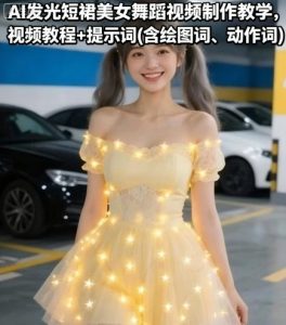 AI发光短裙美女舞蹈视频制作教学，视频教程+提示词(含绘图词、动作词)-乌龙学社