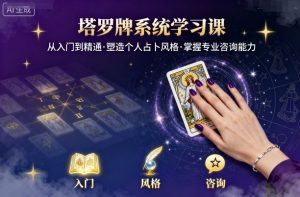 塔罗牌系统学习课，助你从入门到精通，塑造个人占卜风格，掌握专业咨询能力-乌龙学社
