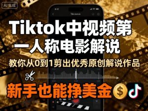 Tiktok中视频第一人称电影解说，教你从0到1剪出一个优秀的原创解说作品，新手也能挣美金-乌龙学社