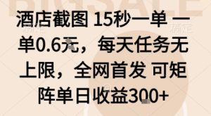 酒店截图15秒一单，一单0.6米，每天任务无上限，全网首发可矩阵单日收益3张【揭秘】-乌龙学社