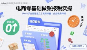 电商零基础做账报税实操快速上手，从0-1学会套账建立，做账准备，企业税务申报-乌龙学社